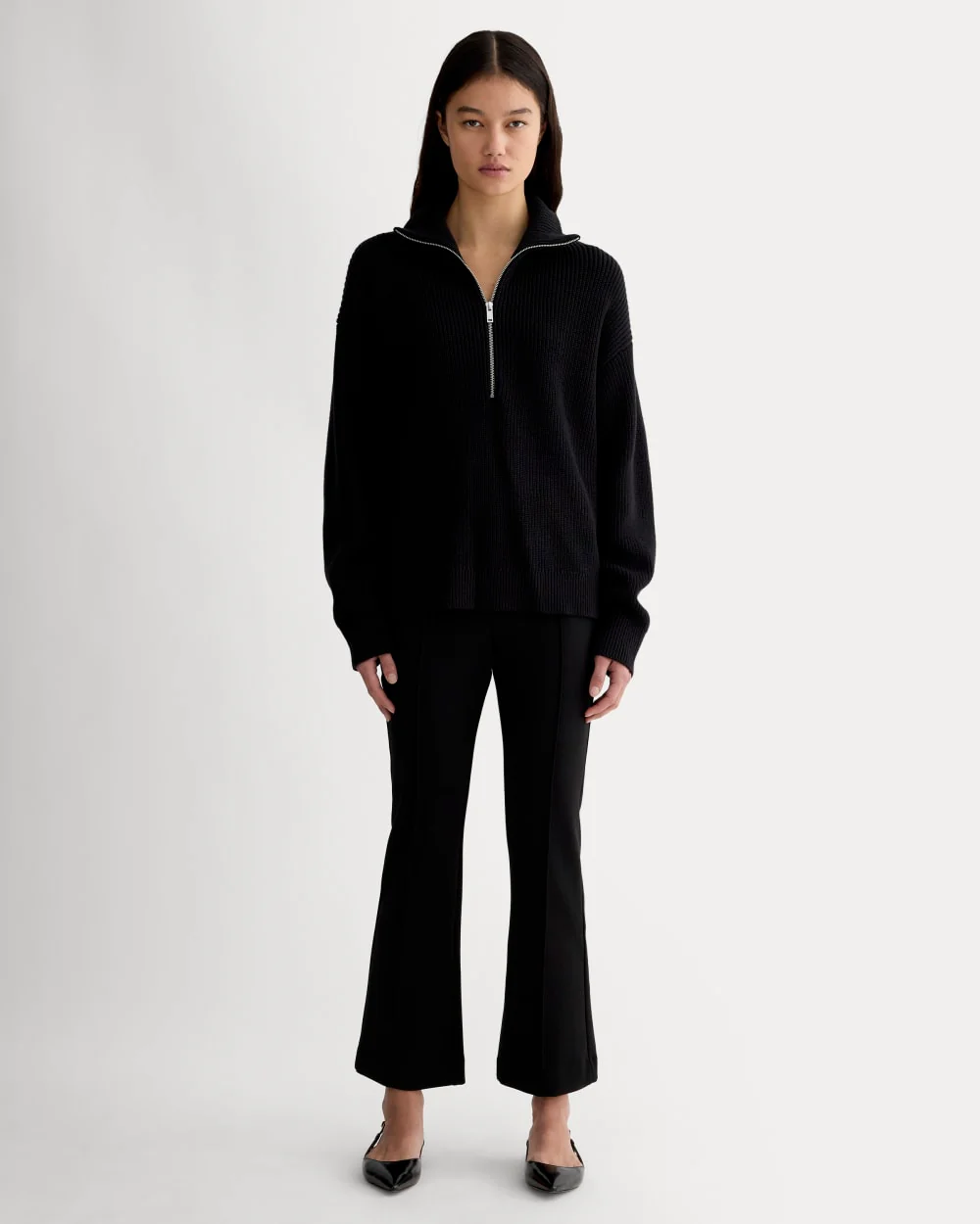 The Half-Zip in Everyday Cotton | Black