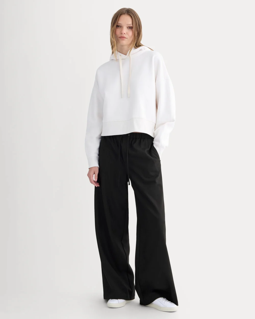 Cropped Luxe Fleece Hoodie | Bone