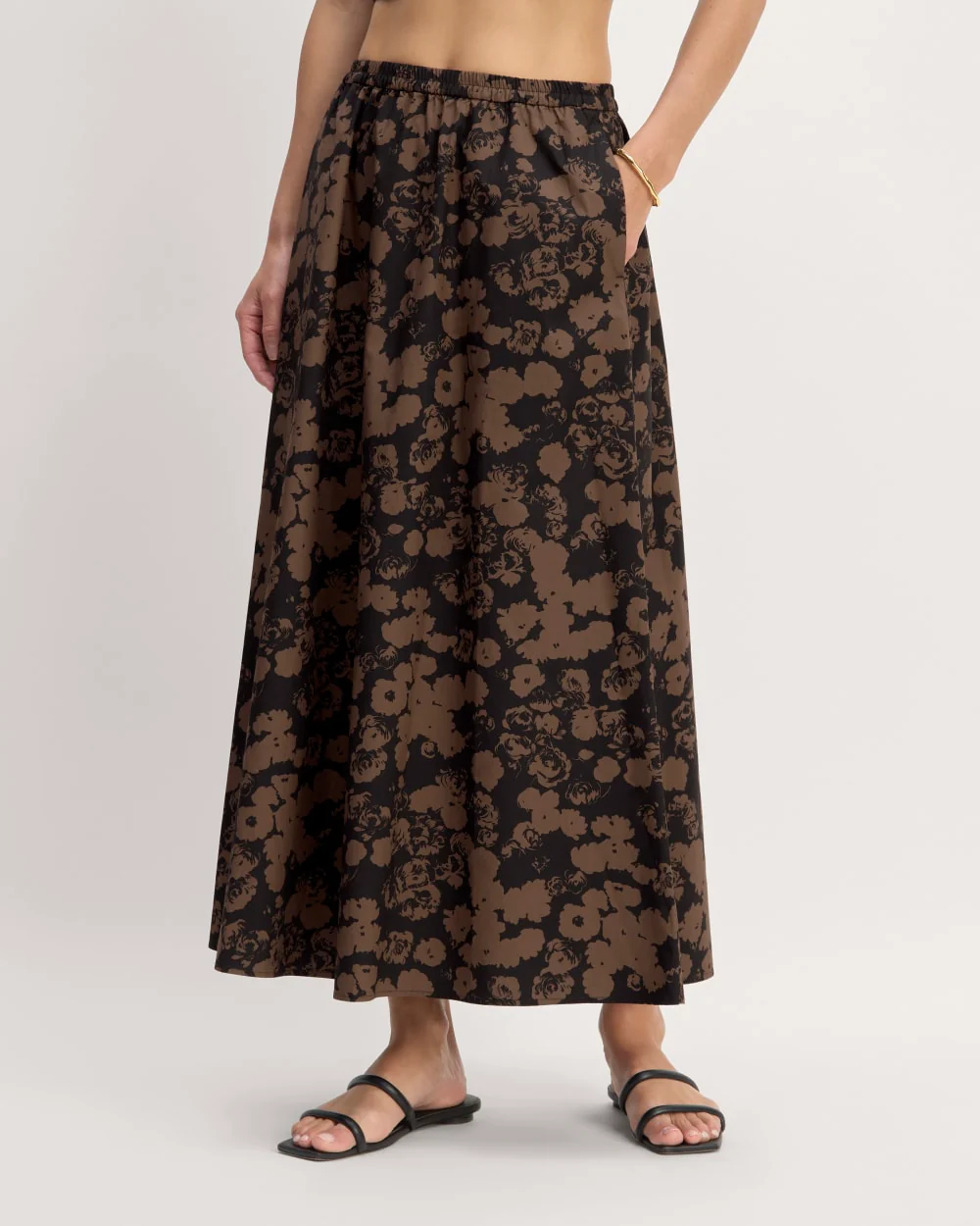 The Supima® Pull-On Maxi Skirt | Black / Cocoa Floral