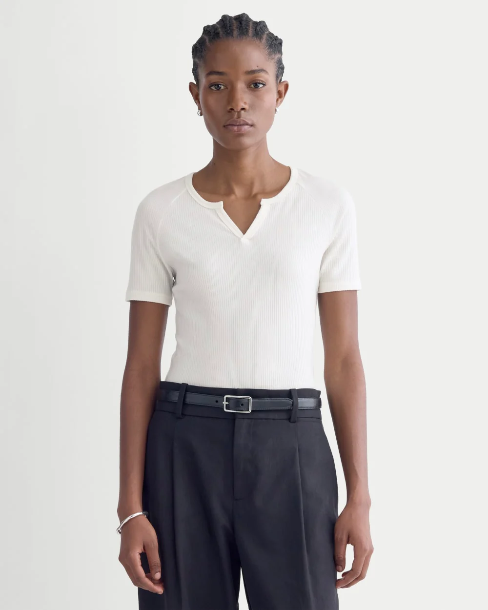 The Shimmy V-Neck Top | Bone