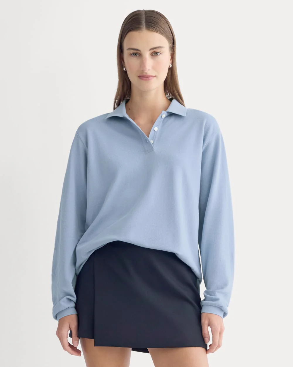 Oversized Pique Polo | Soft Blue