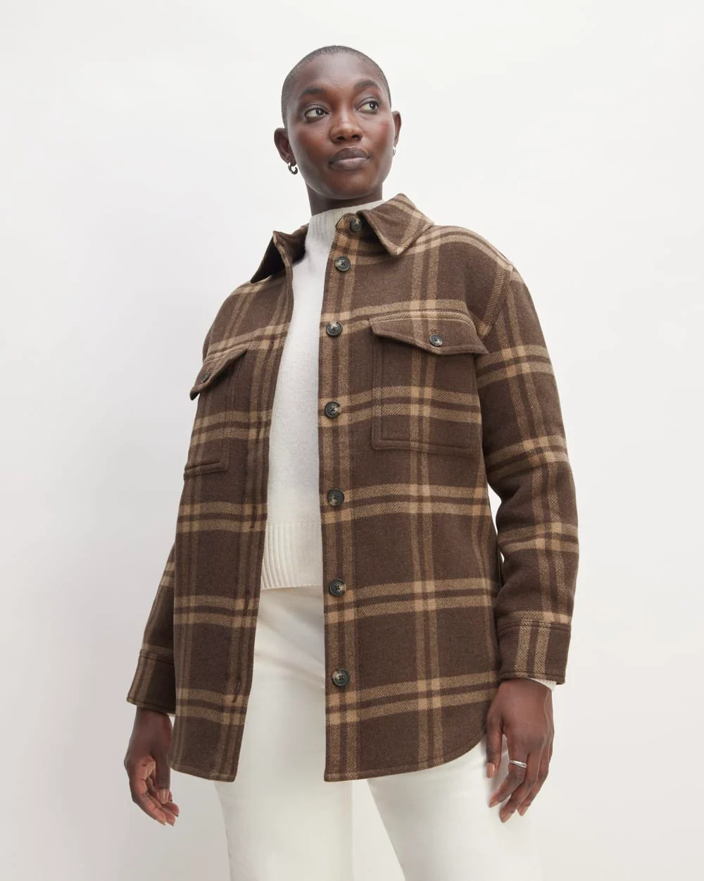 The Italian ReWool® Oversized Shirt Jacket | Brown / Camel