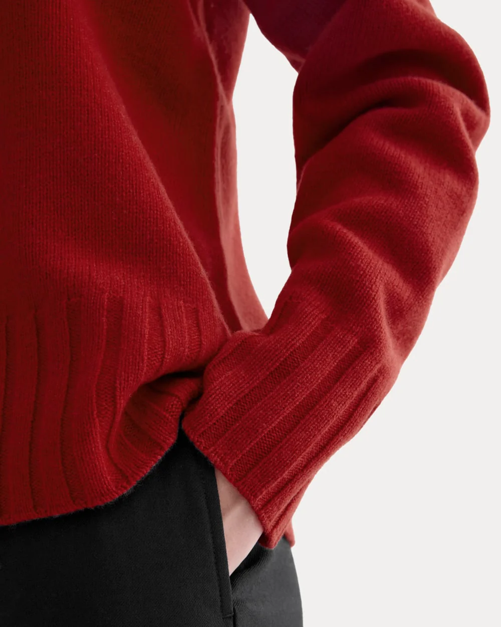 V-Neck Sweater in Extrafine Luxe Merino | Berry Red