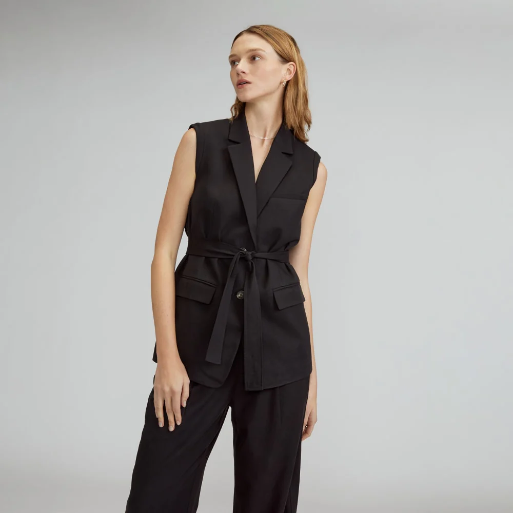 The Sleeveless Blazer in Buttersmooth | Black