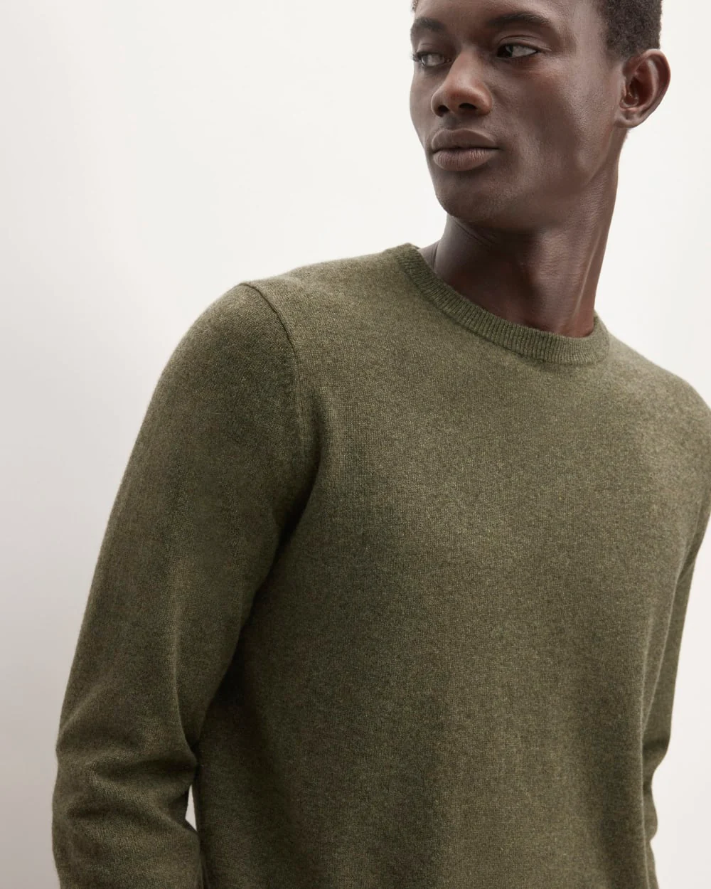 The Grade-A Cashmere Crew | Heathered Army Green