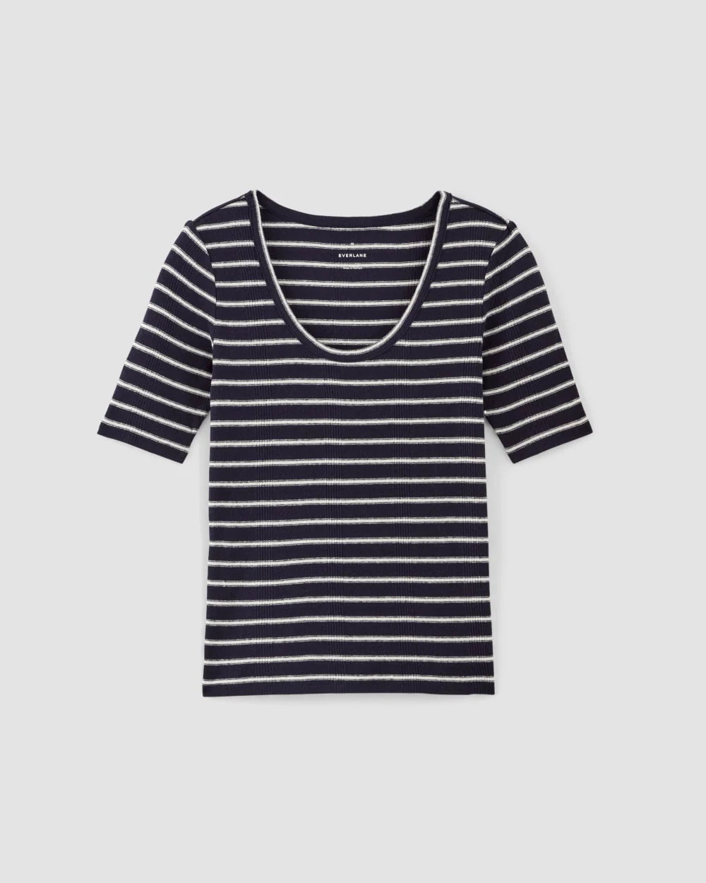 The Vintage Rib Scoop-Neck Top | Navy / Bone