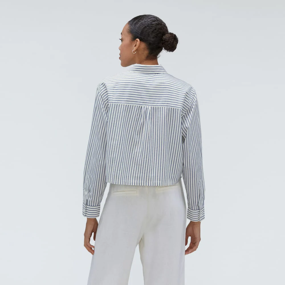 The Way-Short Shirt in Silky Cotton | Deep Blue / Canvas