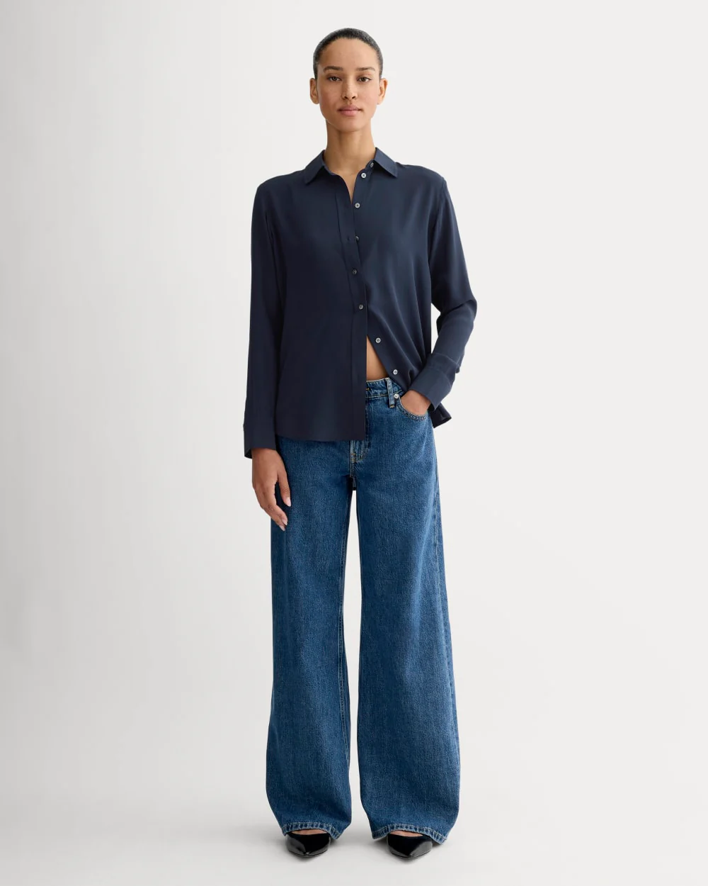 The Must-Have Shirt in Washable Silk | Navy