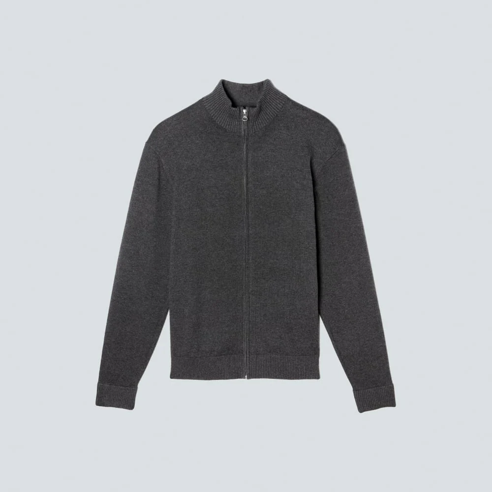 The No-Sweat Full Zip Sweater | Heather Ash