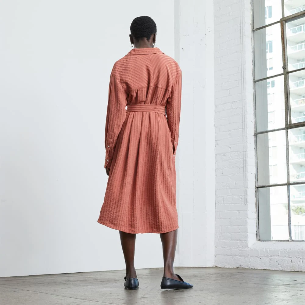 The City Stripe Draped Shirt Dress | Redwood