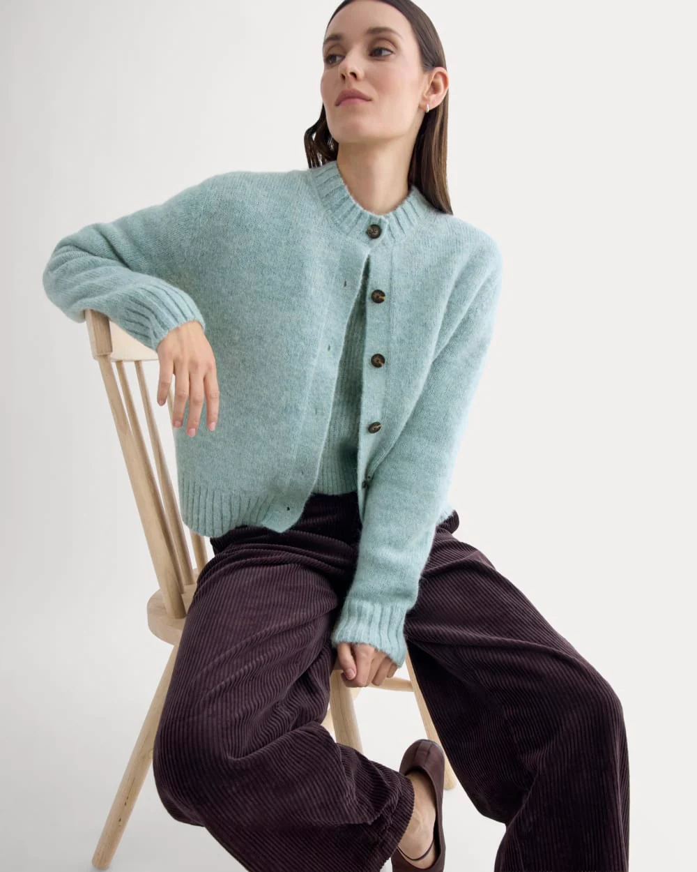 The Crew Cardigan in Alpaca | Heather Gray Mist