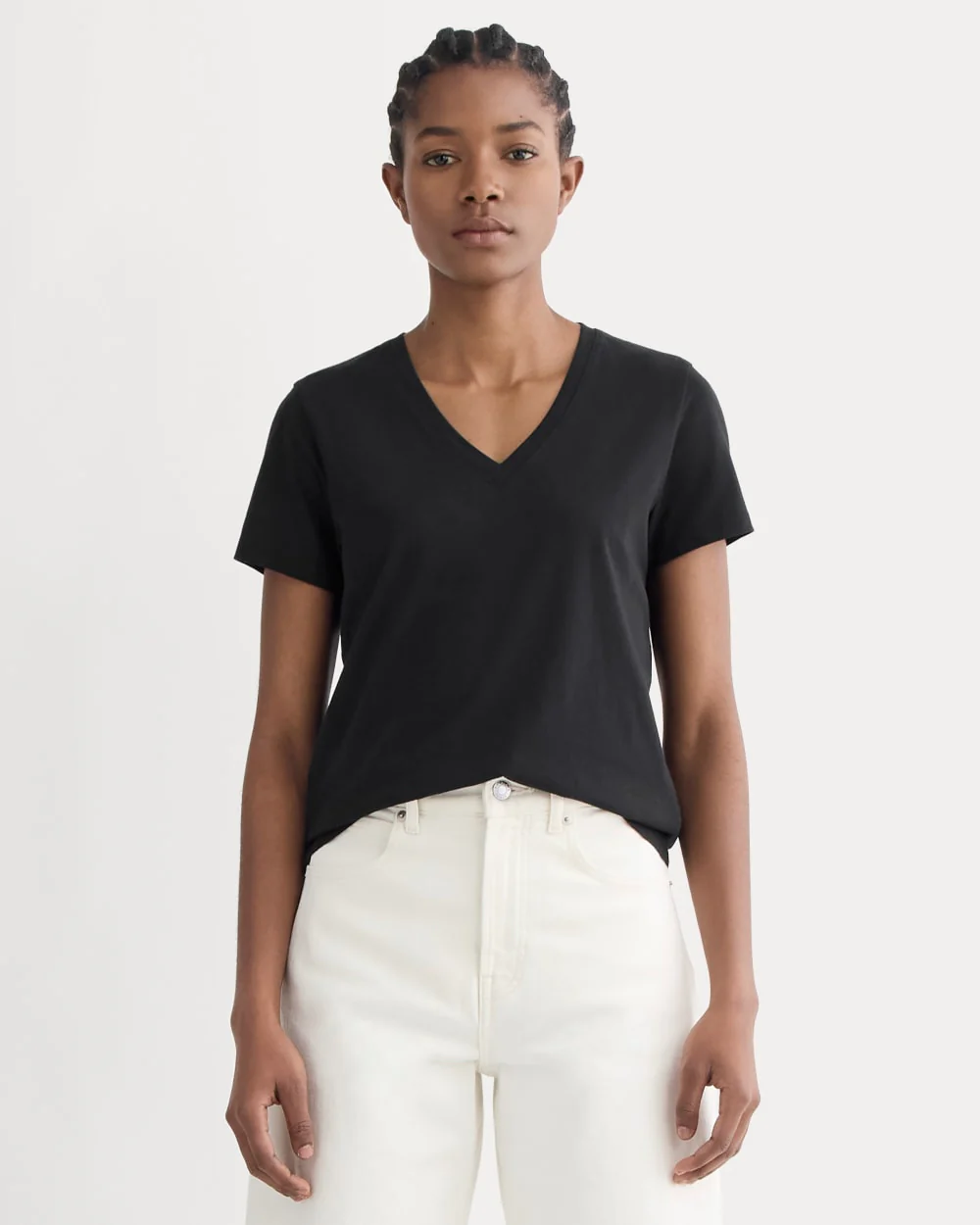 The Slim V-Neck Tee in Essential Cotton | Black
