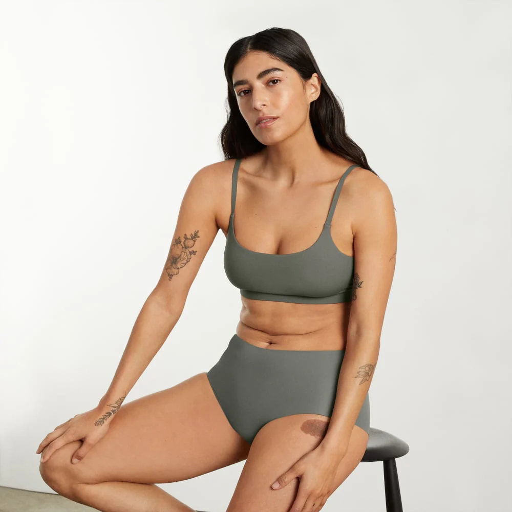 The Invisible Square-Neck Bralette | Pewter Green