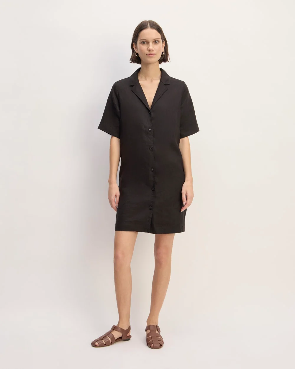 The Shirtdress in Linen | Black
