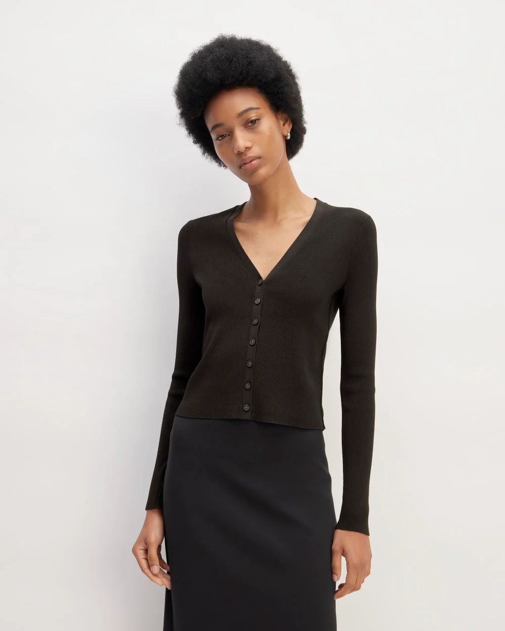 The Viscose Knit Cardigan | Black