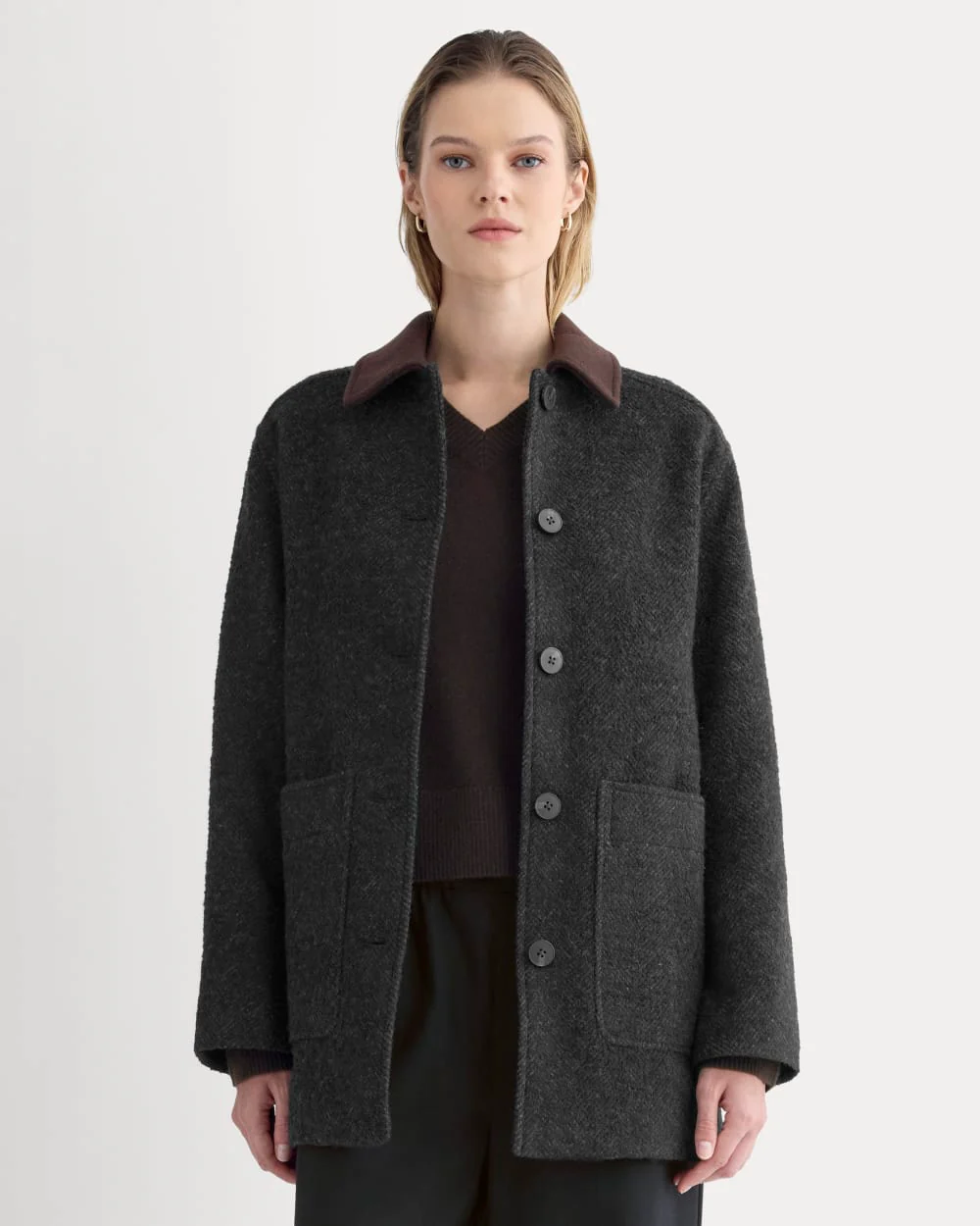 Italian Car Coat | Carbone/Black