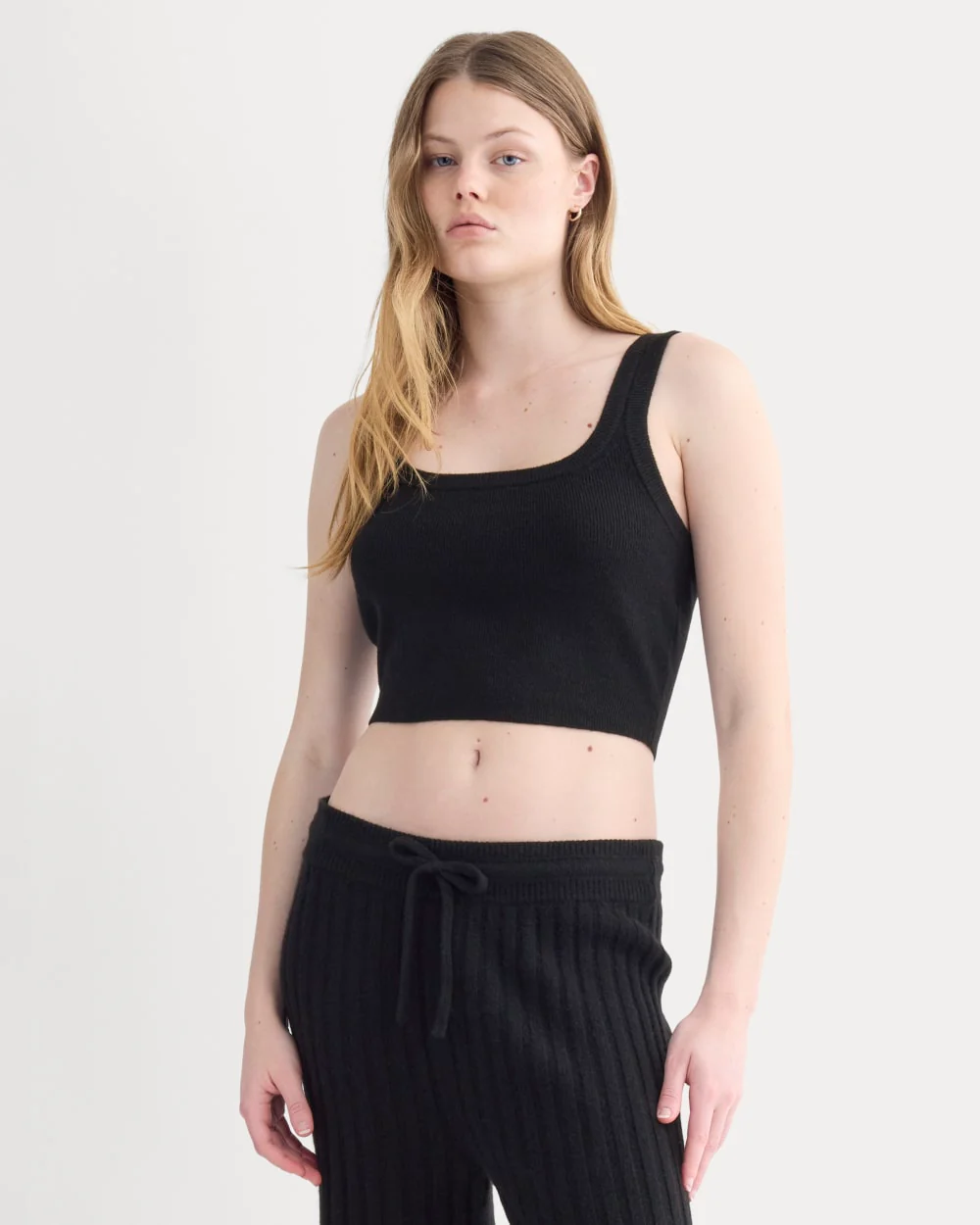Cashmere Cropped Tank | Black