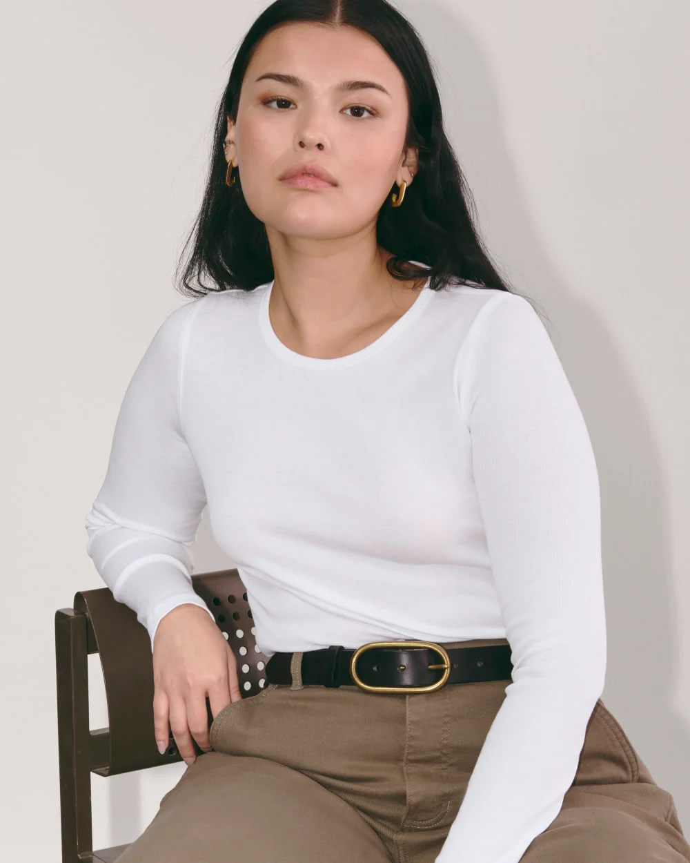 The Luxe Rib Long-Sleeve Crew | White