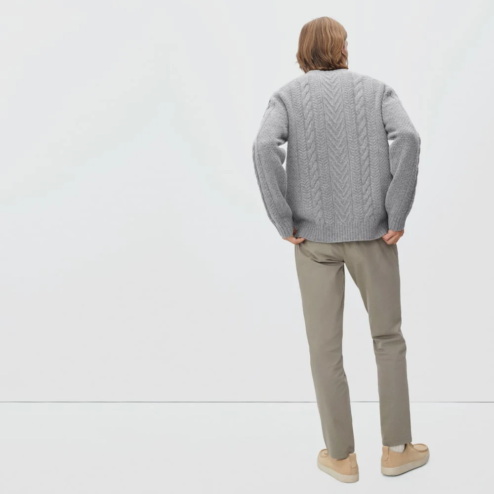 The Felted Merino Cable-Knit Crew | Heathered Mid-Grey