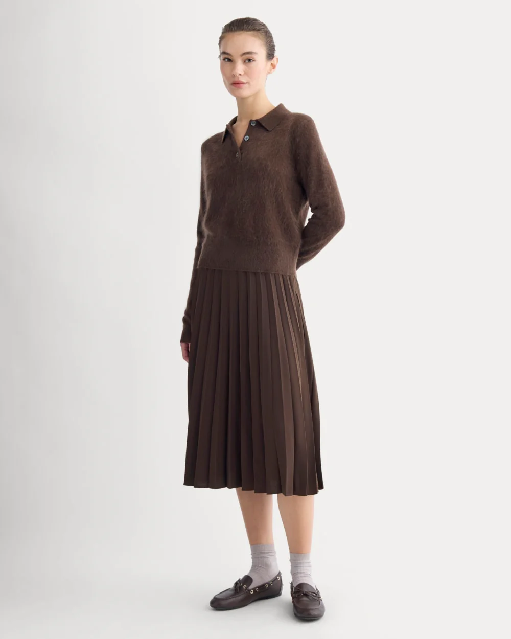 Lush Cashmere Cropped Polo Sweater | Raven