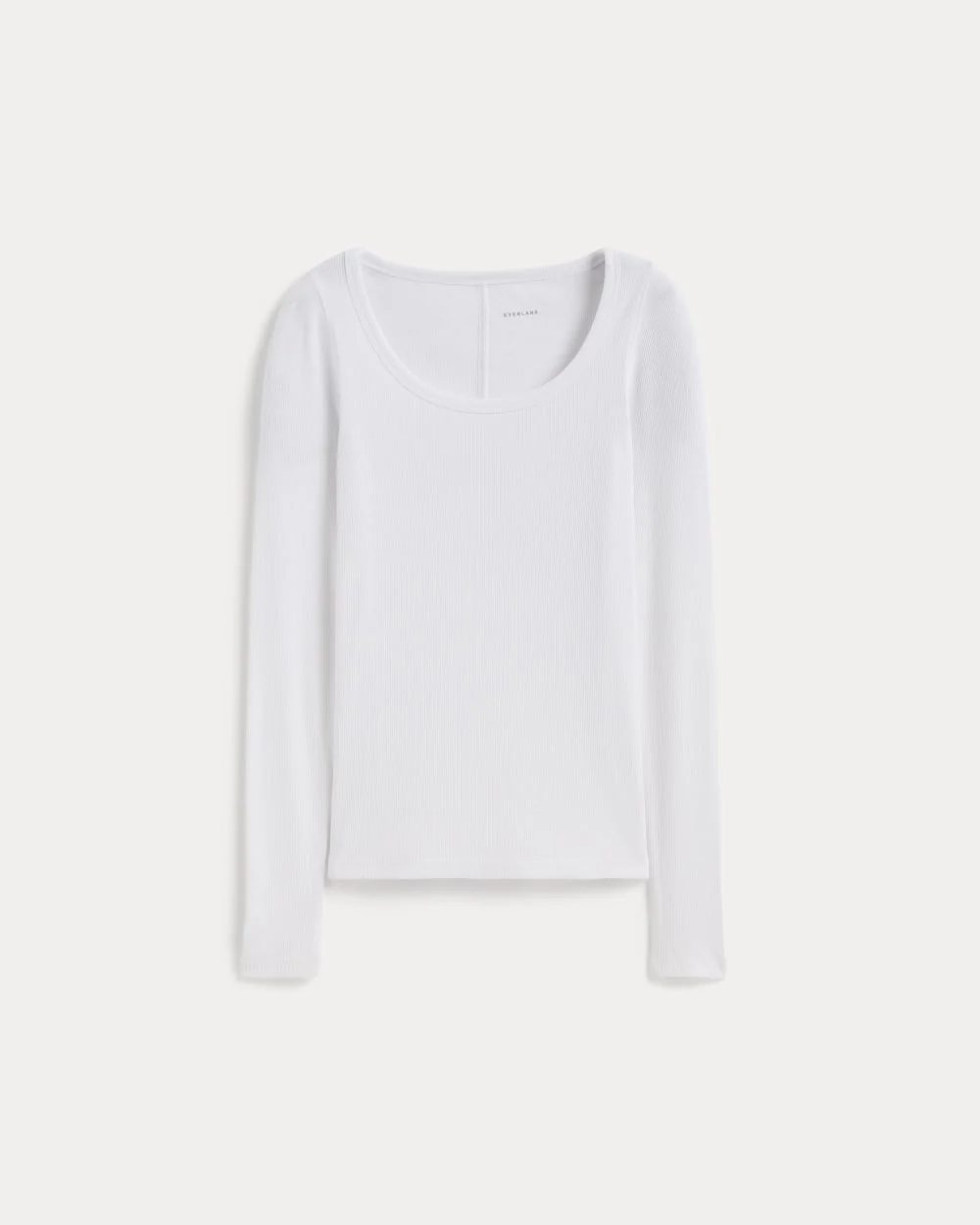 The Luxe Rib Long-Sleeve Scoop-Neck Tee | White