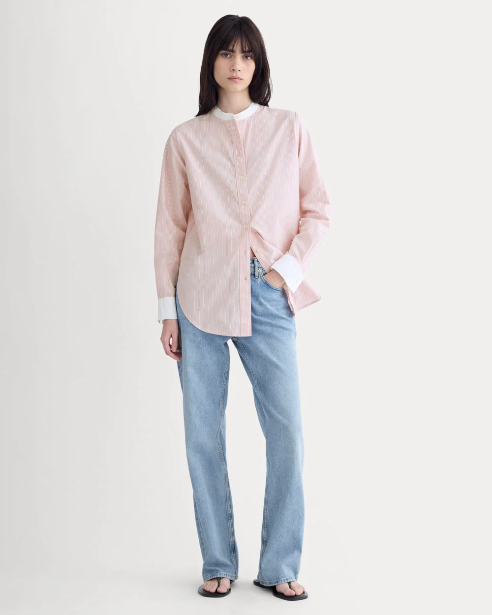 The Oversized Shirt in Ultrasoft Cotton | Pink / White