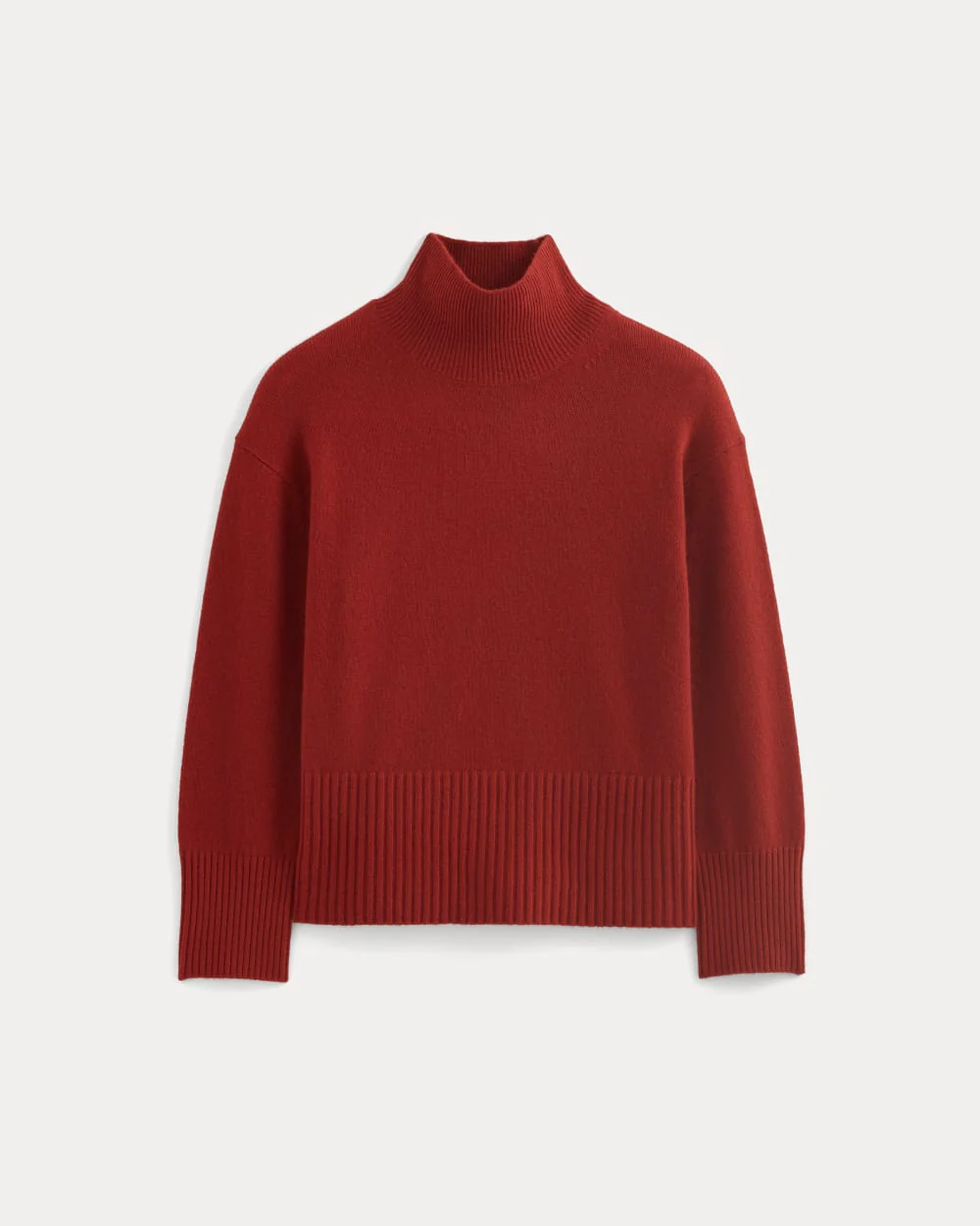 The Boxy Turtleneck in Cashmere | Berry Red