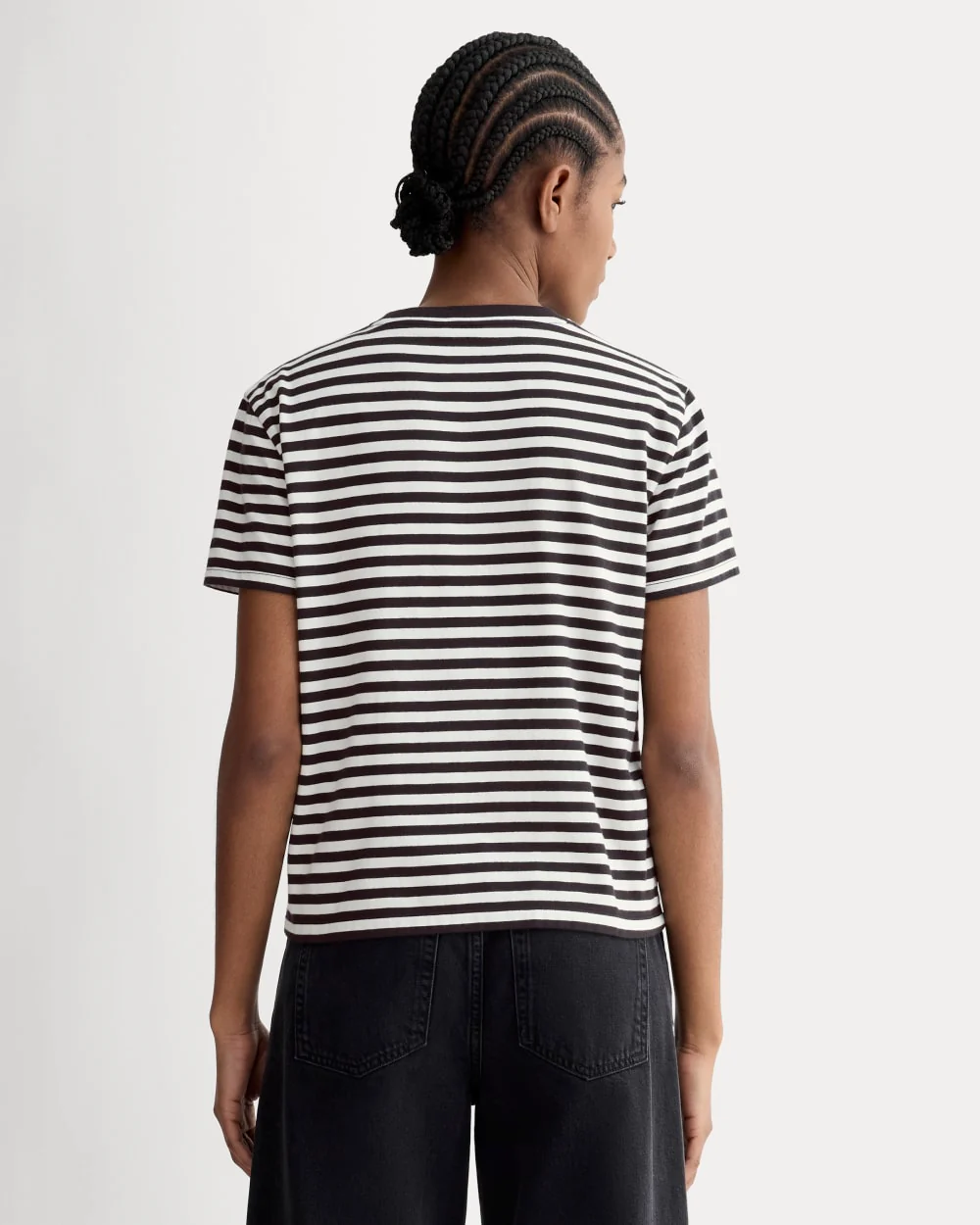 The Box-Cut Tee in Essential Cotton | Black / Bone | No Pocket