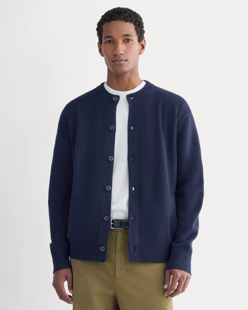 Luxe Merino Crew Cardigan | Deep Navy
