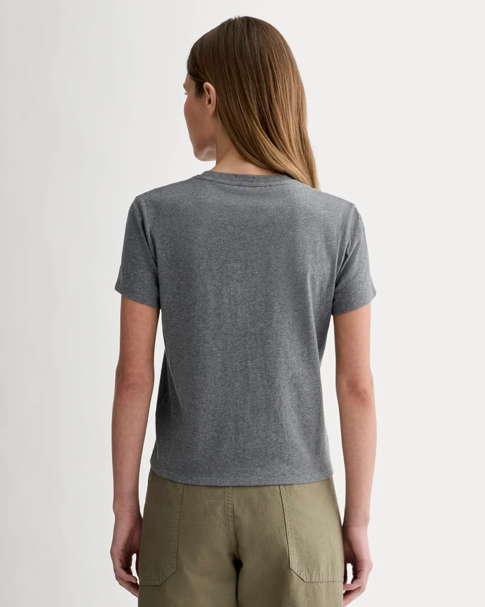 The Box-Cut Tee in Essential Cotton | Heathered Charcoal | No Pocket