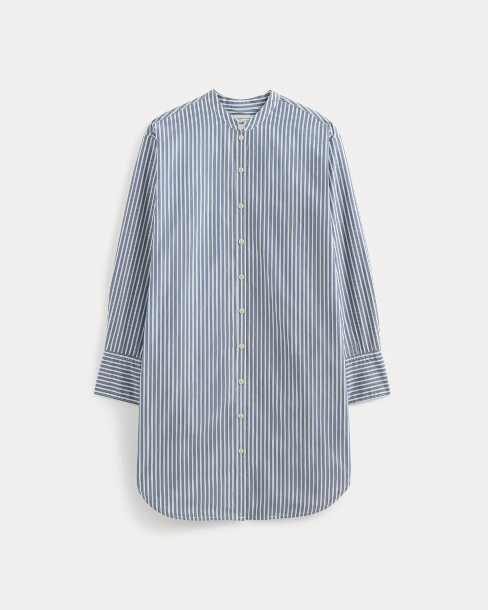 The Relaxed Shirt Dress in Ultrasoft Cotton | Bone / Mazarine Blue