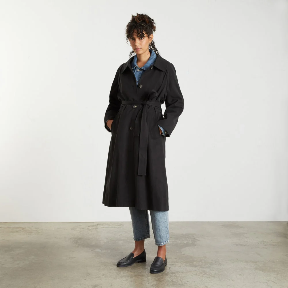 The Gathered Drape Trench | Black