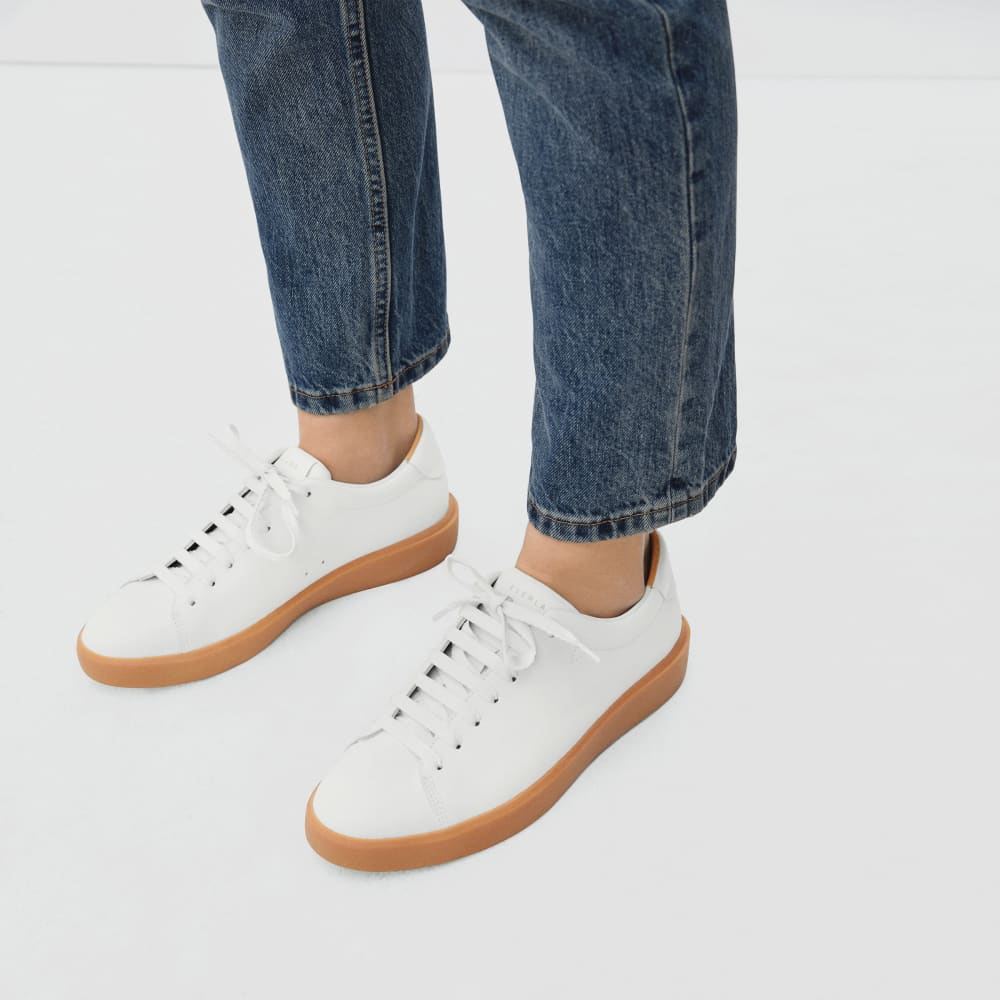 The ReLeather® Tennis Shoe  | White / Gum Sole