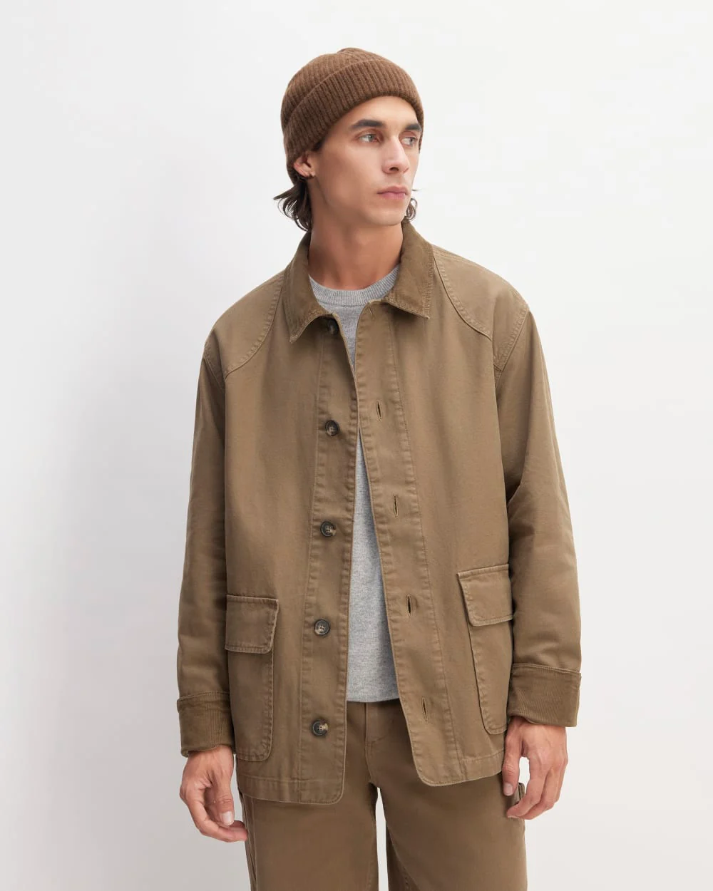 The Cashmere Fine Rib Beanie | Heather Cocoa