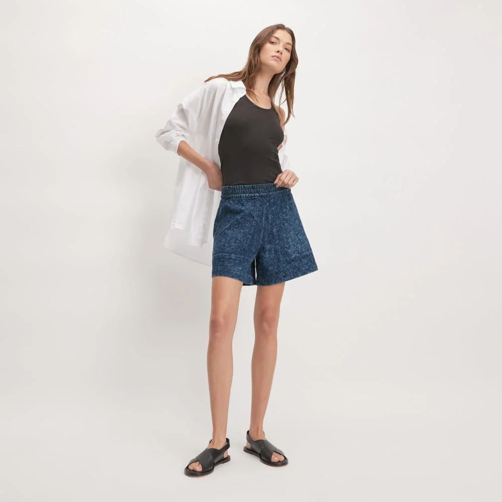 The Denim Utility Short | Dark Painterly Strokes