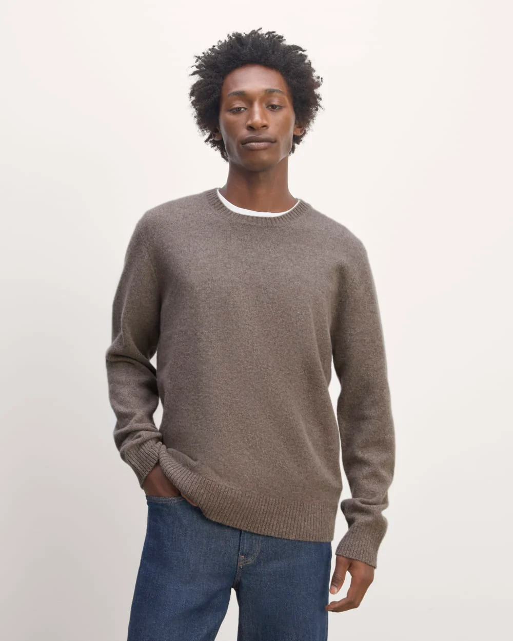 The Premium Merino Crew Neck Sweater | Taupe Melange