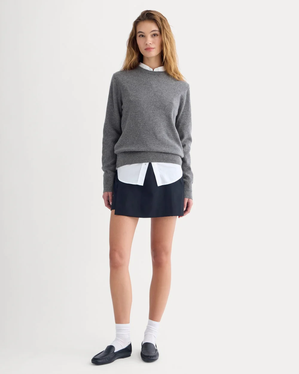 Cashmere Slim Crew Sweater | Heather Charcoal