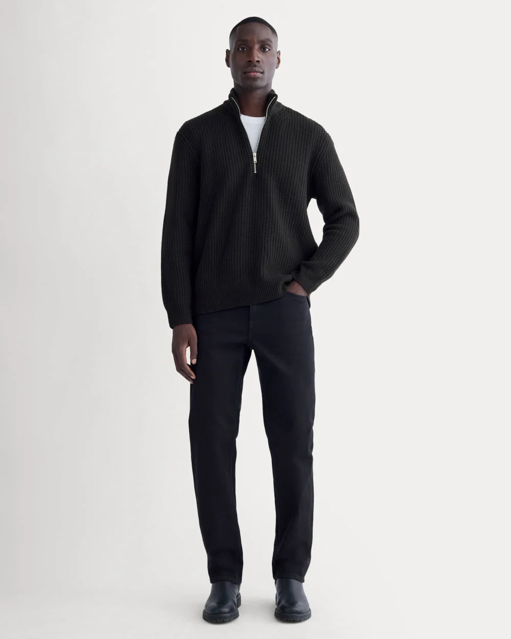 The Felted Merino Half-Zip Sweater | Black