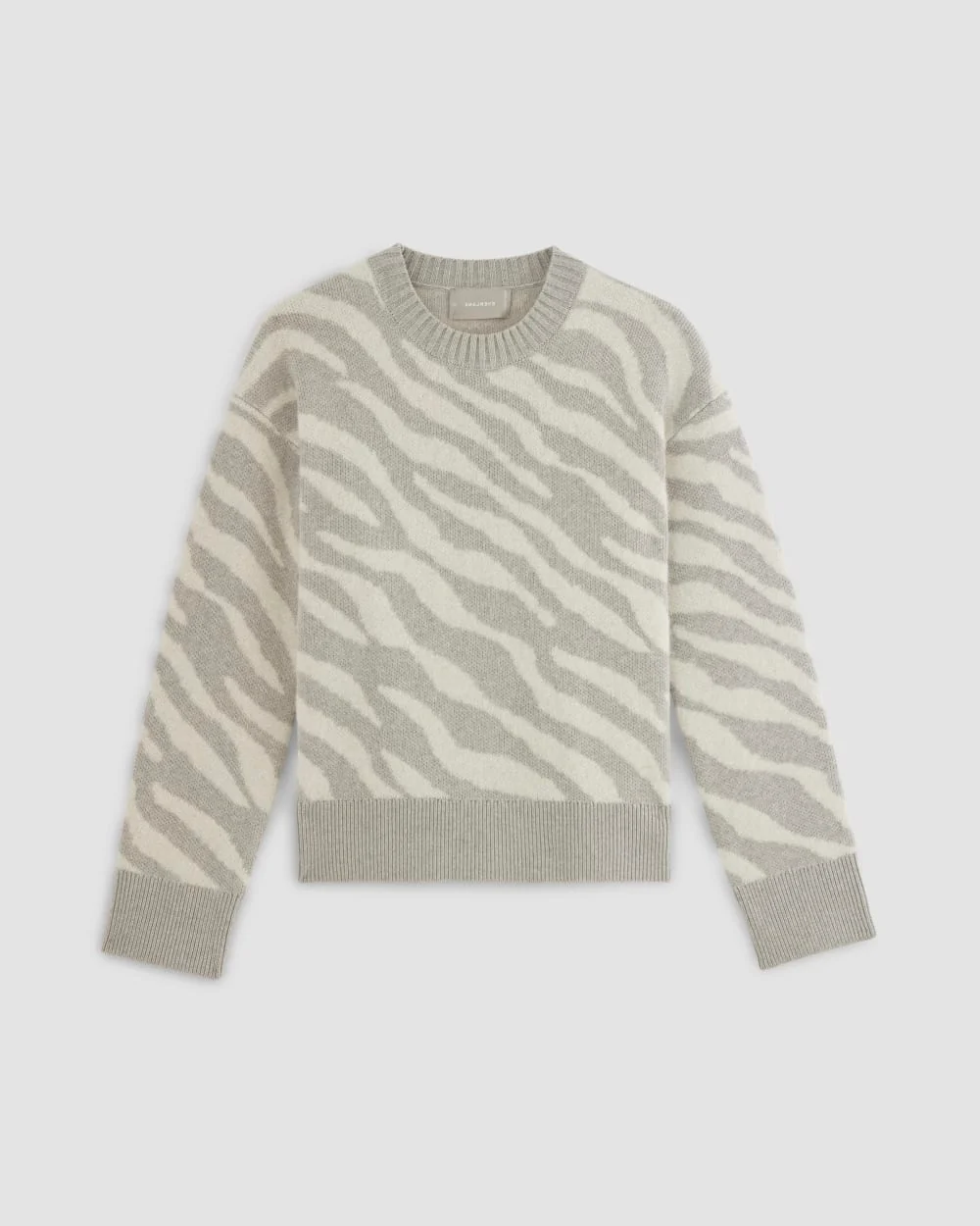The Alpaca Tiger Jacquard Crewneck | Heathered Grey / Snow
