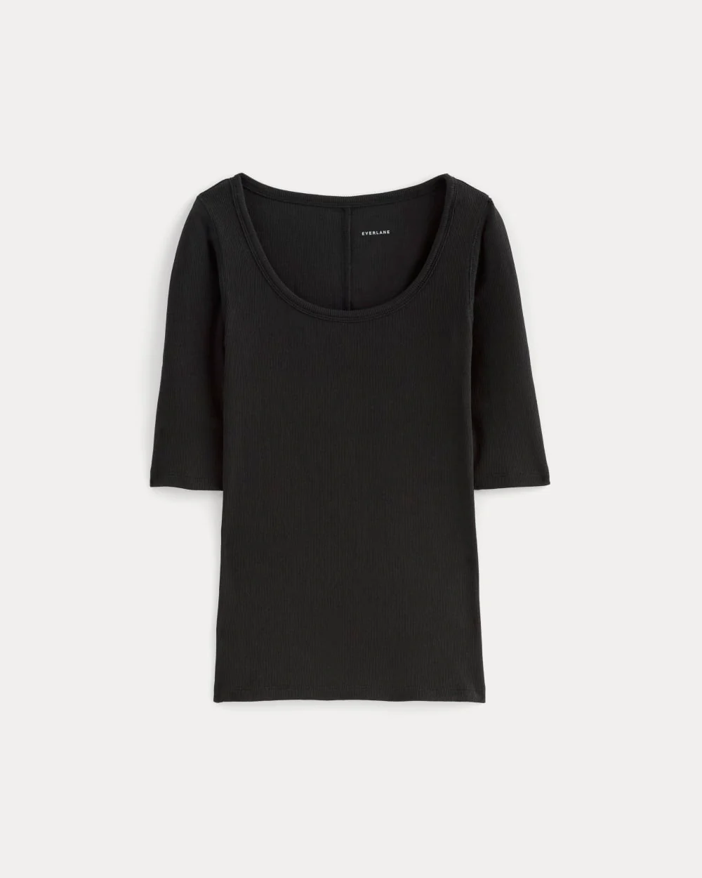 The Luxe Rib Scoop-Neck Tee | Black