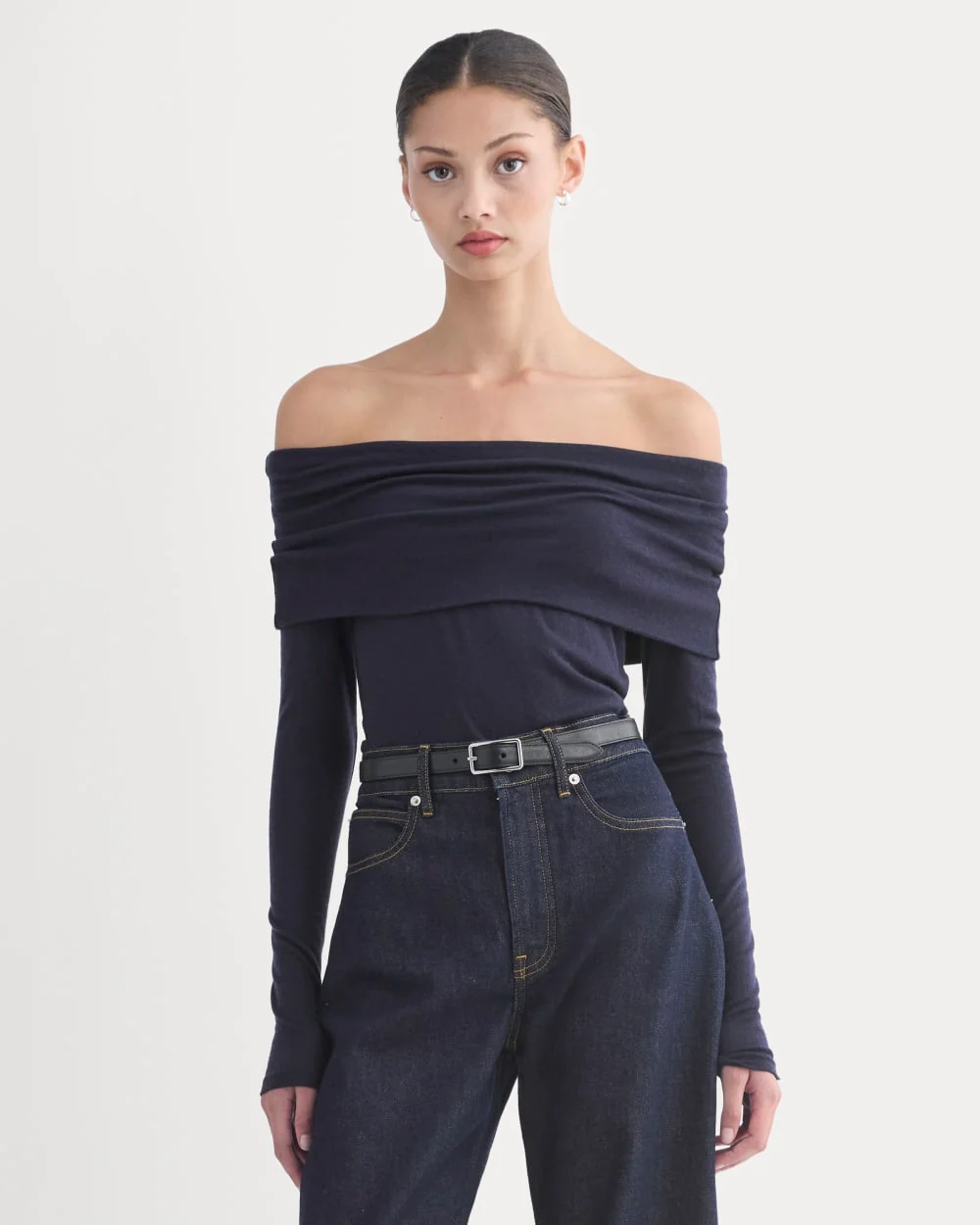 The Off-the-Shoulder Top in Butterluxe | Deep Navy