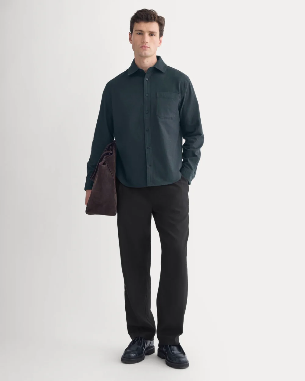 Brushed Flannel Shirt | Heathered Navy