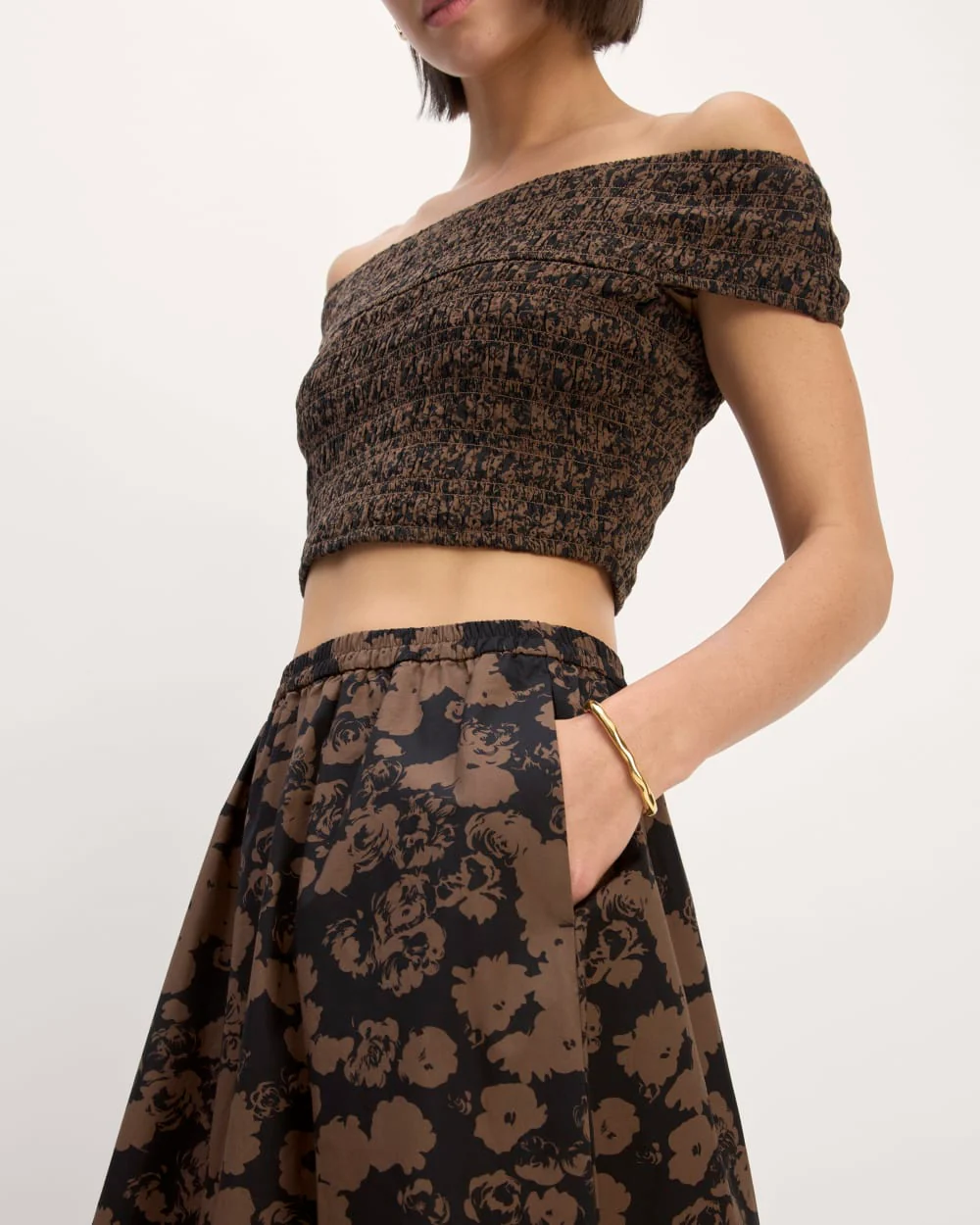 The Supima® Pull-On Maxi Skirt | Black / Cocoa Floral