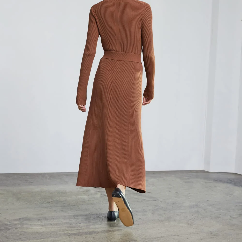 The Ribbed Knit Skirt | Cocoa Brown