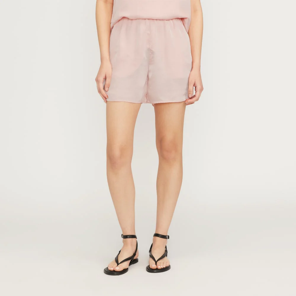 The Satin Pull-On Short | Petal Pink