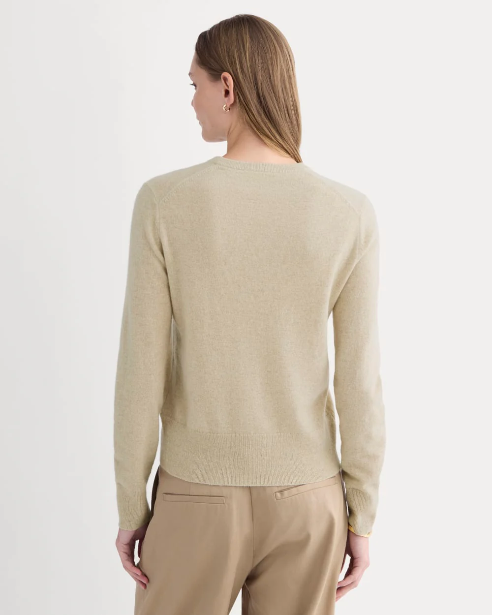 Cashmere Slim Crew Sweater | Heather Light Camel