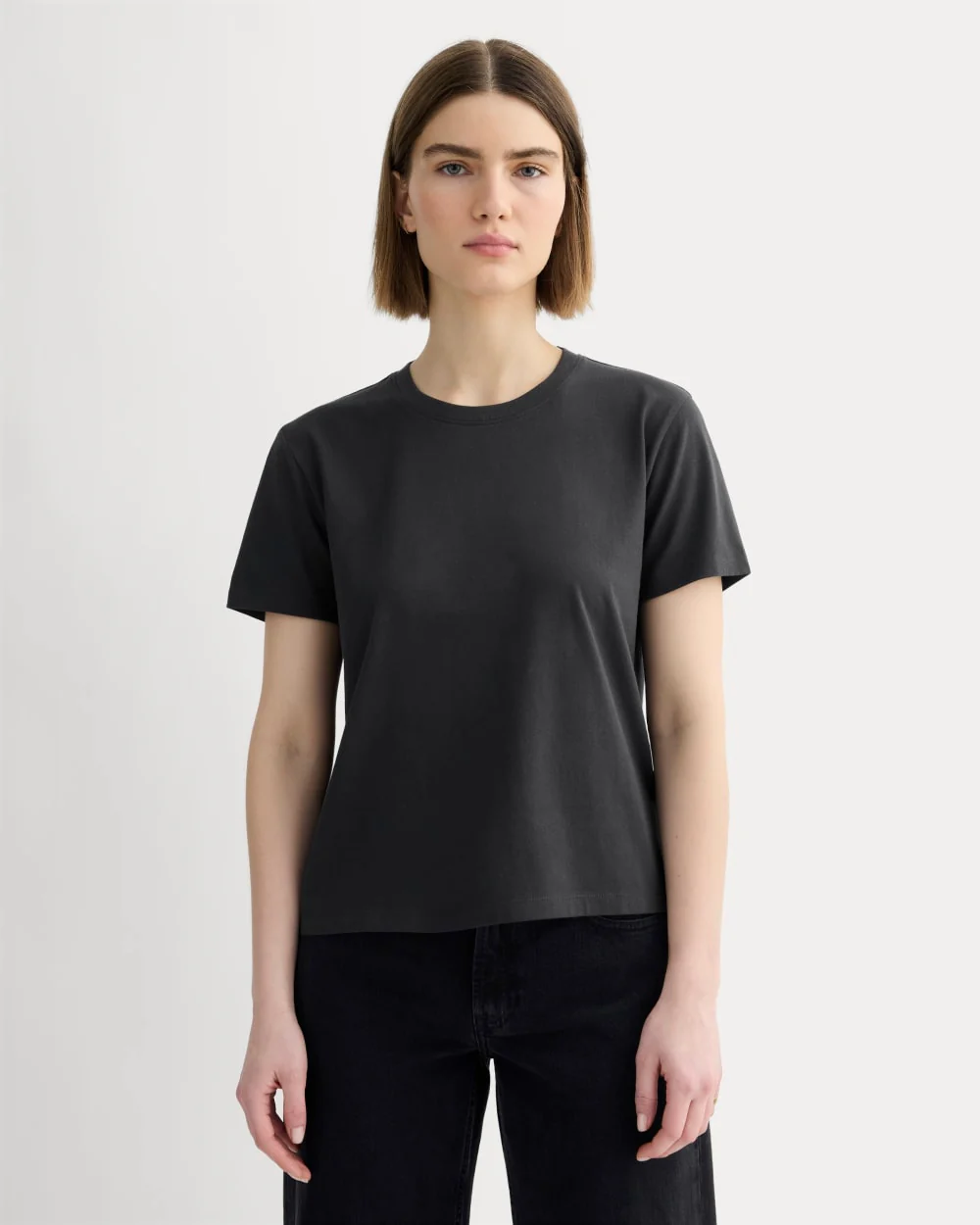 The Box-Cut Tee in Essential Cotton | Washed Black | No Pocket
