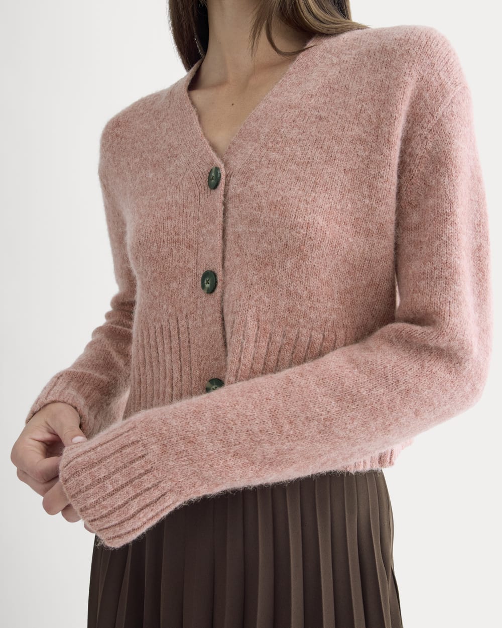 High V Cropped Cardigan in Alpaca | Heather Ash Rose