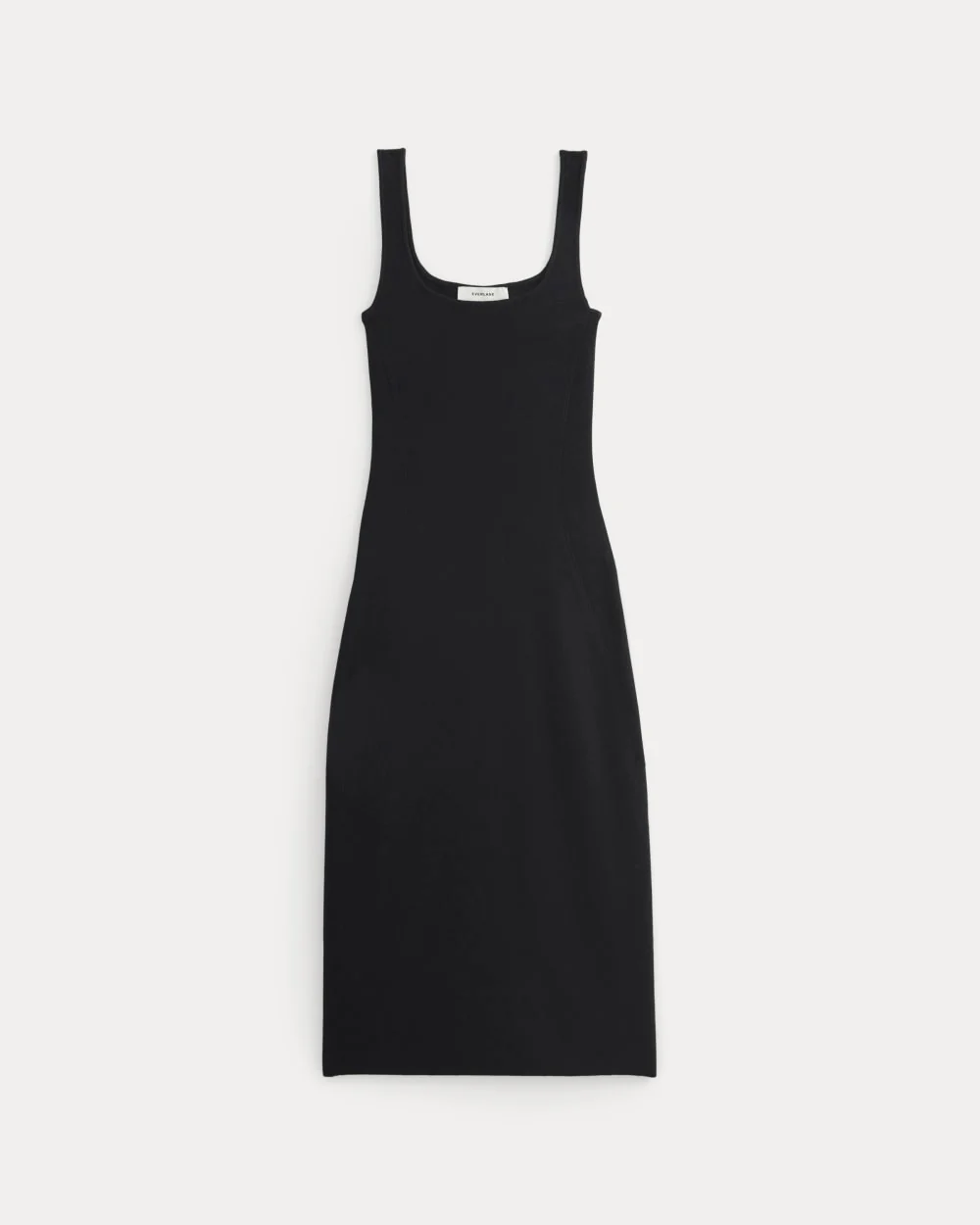 Knit Square-Neck Midi Dress | Black