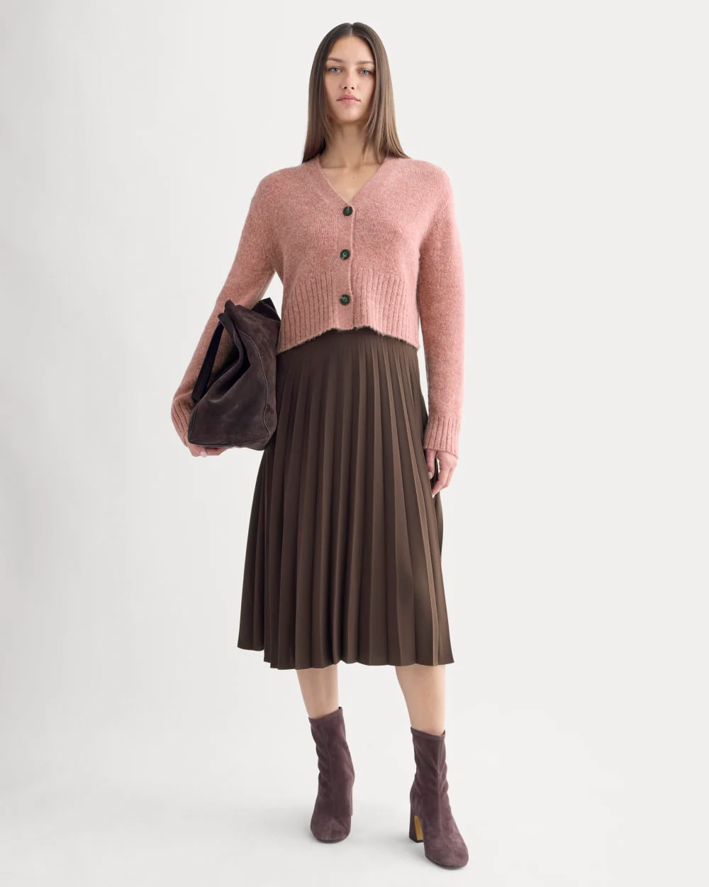 High V Cropped Cardigan in Alpaca | Heather Ash Rose